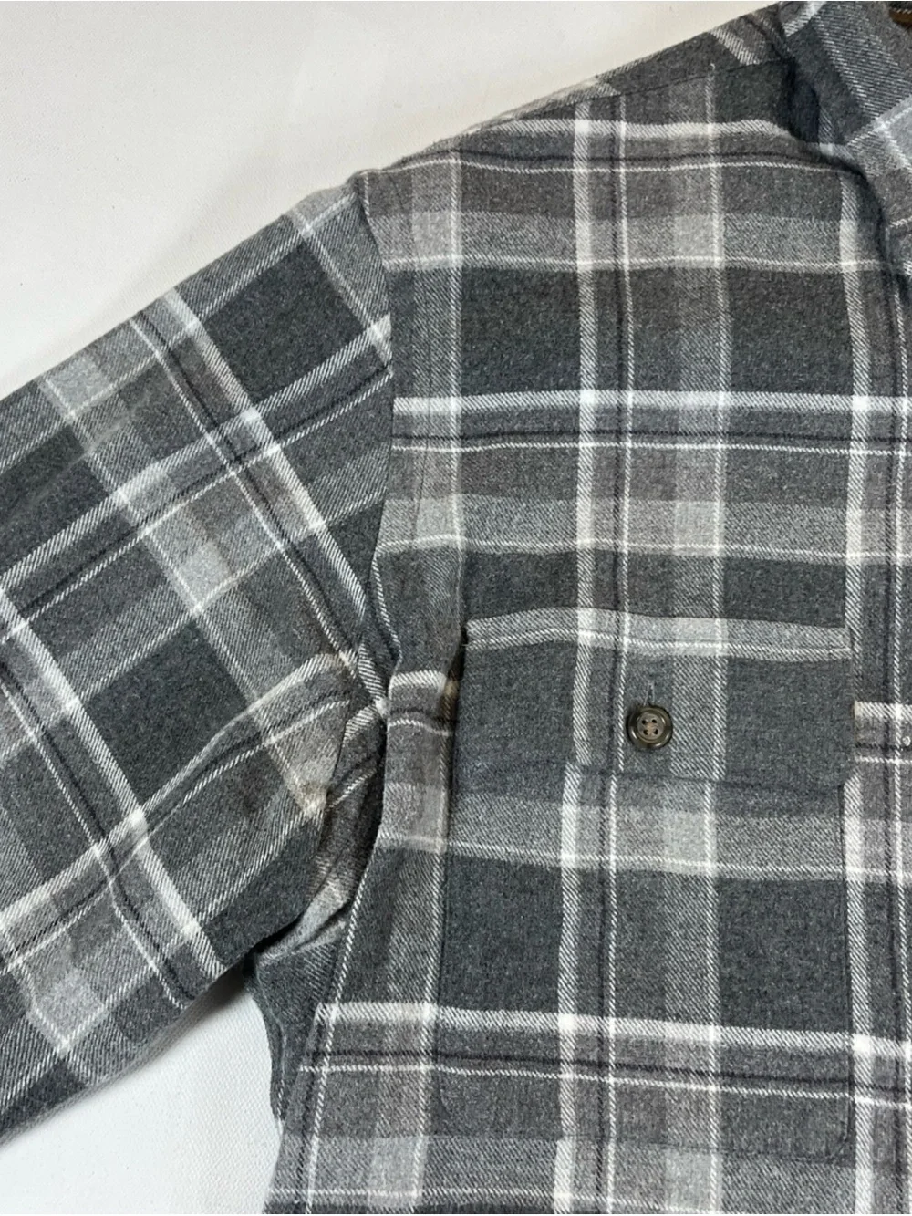 Polo Ralph Lauren Flannel Shirt Gray Plaid Elbow Patch Button Up Soft Men’s XL